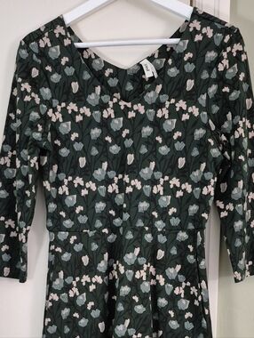 EUC Pact Fit-and-flare Floral Midi Dress, Pockets, Organic Cotton, S